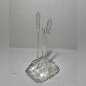 BERTING GLASS Clear Glass Cattails Bulrushes & 1 leave; Symbol of Hope